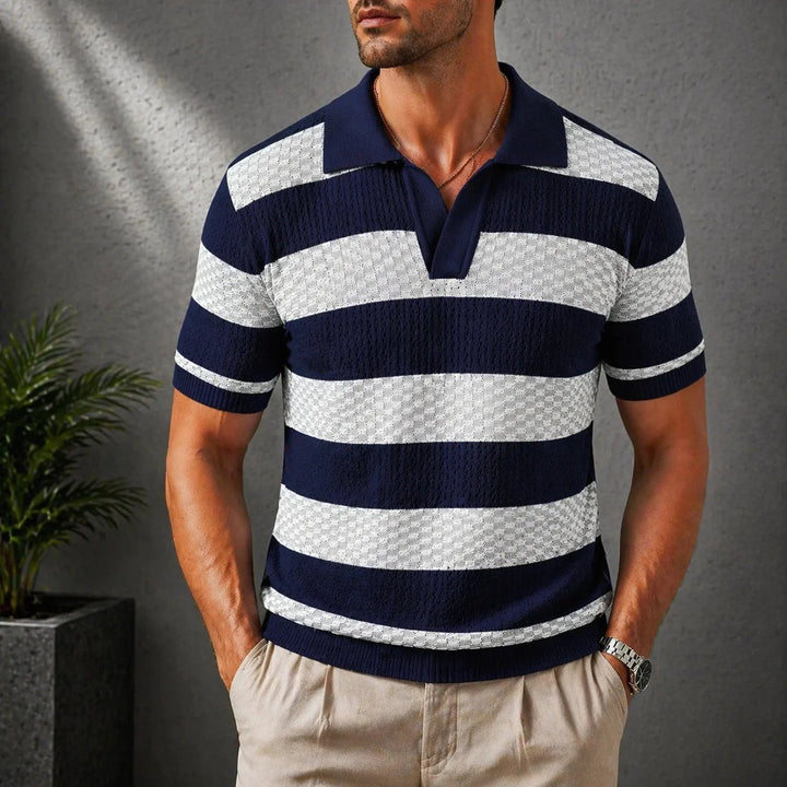 ELENA HARPER™  |  STRIPED SHIRT WITH OPEN COLLAR FOR MEN