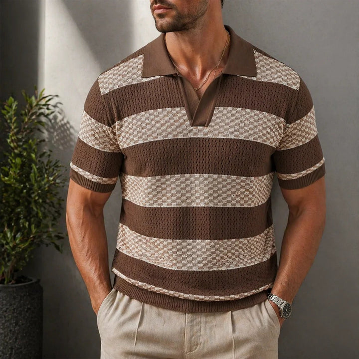ELENA HARPER™  |  STRIPED SHIRT WITH OPEN COLLAR FOR MEN
