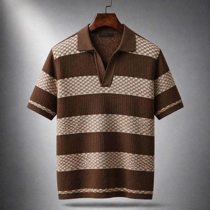 ELENA HARPER™  |  STRIPED SHIRT WITH OPEN COLLAR FOR MEN