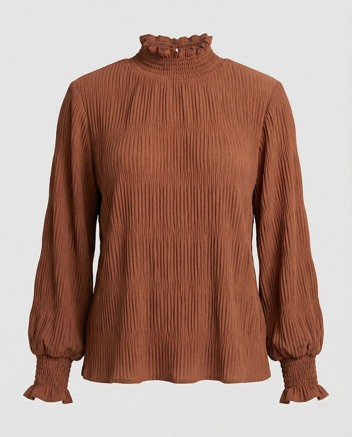 Ladies Pleated Ruffle Blouse