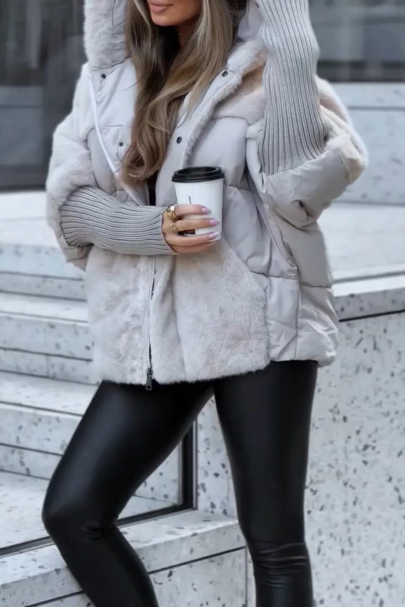 Puffer Winter Jacket with Hood for Women
