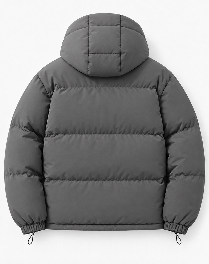 Padded Puffer Winter Jacket for Men with Hood and Zipper