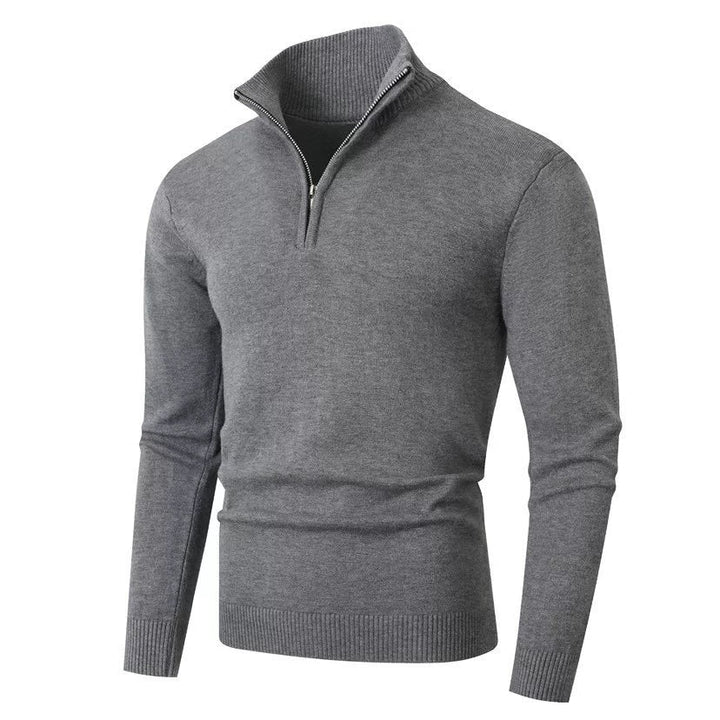Men's Knit Zip Neck Pullover with Long Sleeves
