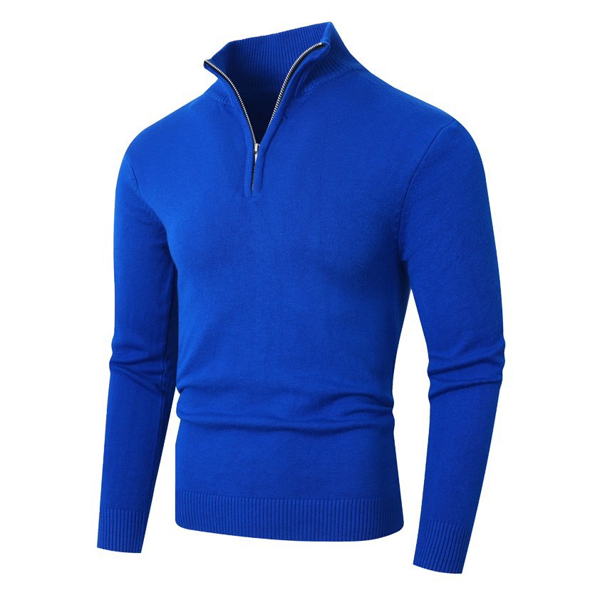 Men's Knit Zip Neck Pullover with Long Sleeves