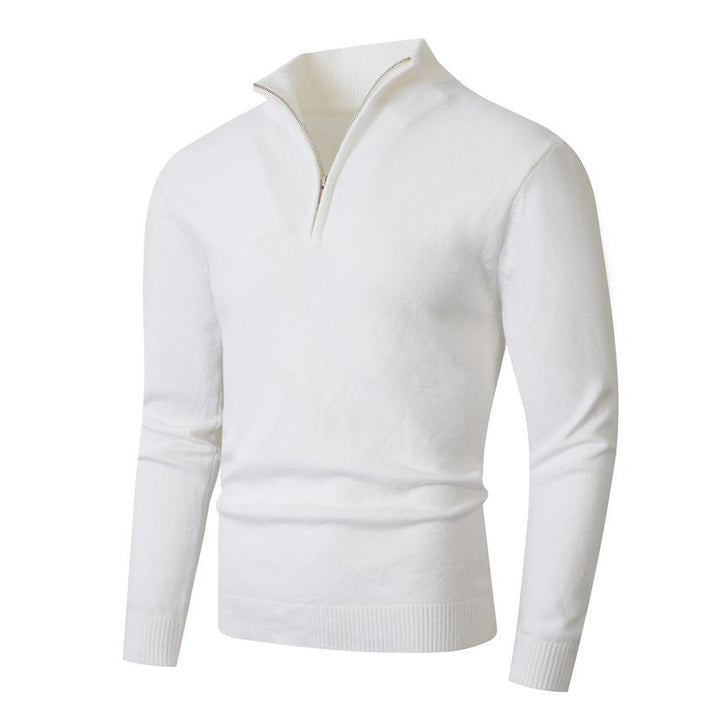 Men's Knit Zip Neck Pullover with Long Sleeves