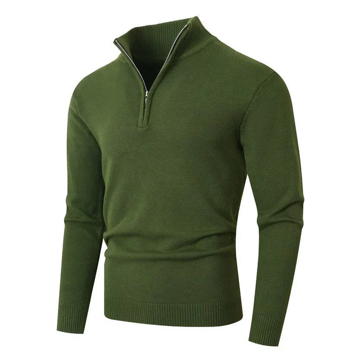 Men's Knit Zip Neck Pullover with Long Sleeves