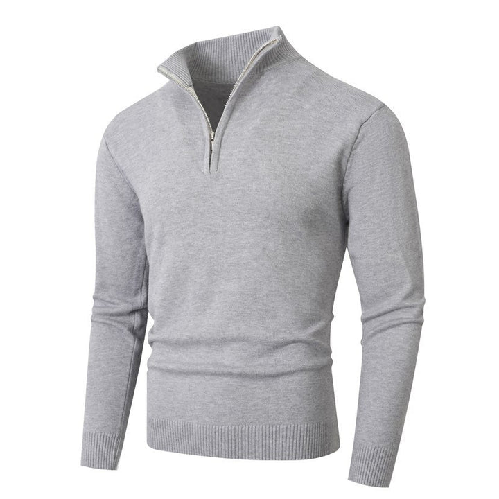Men's Knit Zip Neck Pullover with Long Sleeves