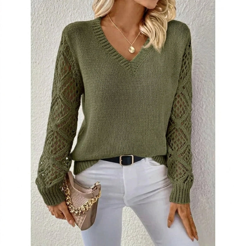 V-Neck Pullover for Women in Fine Knit