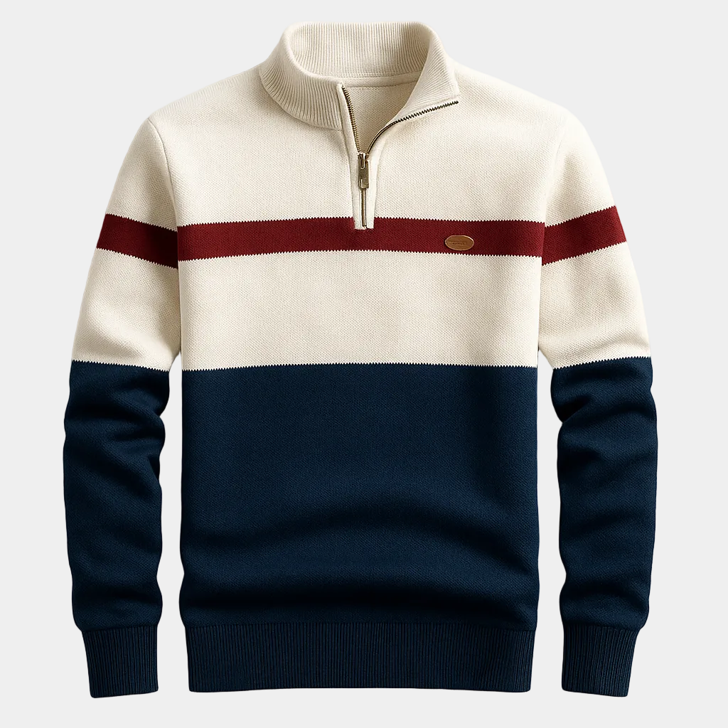 Men's Striped Half-Zip Sweater