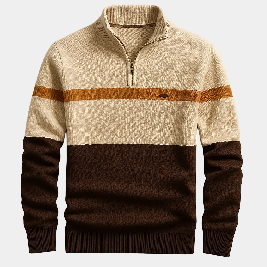 Men's Striped Half-Zip Sweater - Elena Harper
