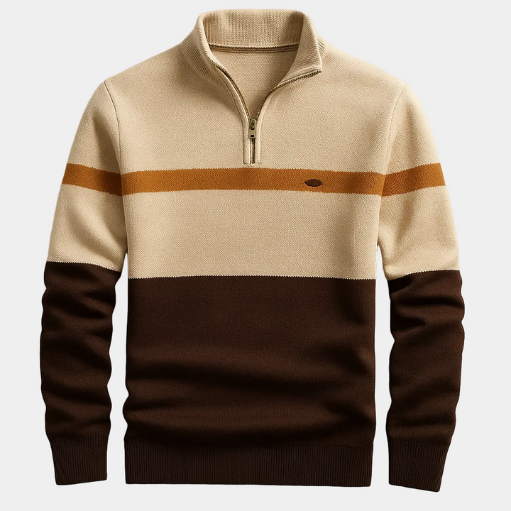 Men's Striped Half-Zip Sweater - Elena Harper