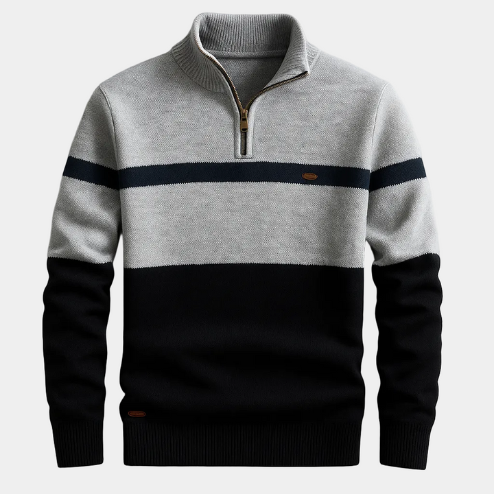 Men's Striped Half-Zip Sweater - Elena Harper