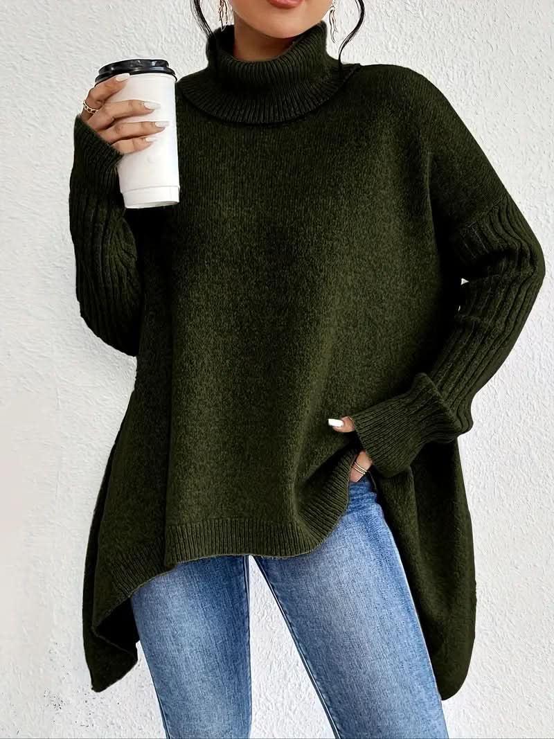 Women's Wool Sweater with Oversized Turtleneck