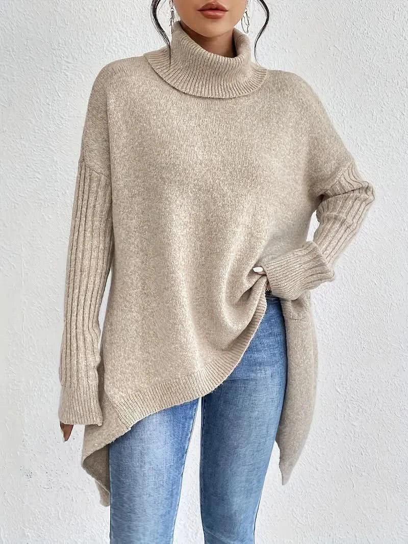 Women's Wool Sweater with Oversized Turtleneck