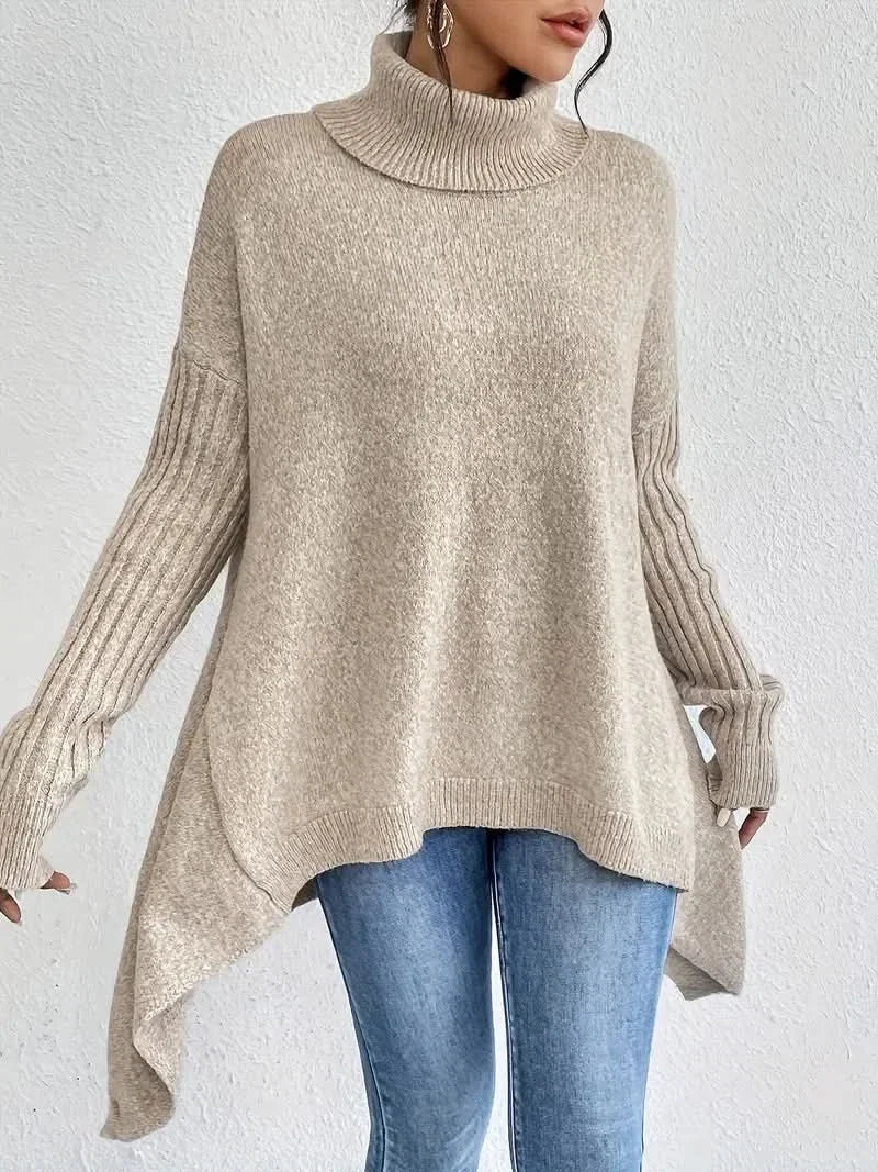 Women's Wool Sweater with Oversized Turtleneck