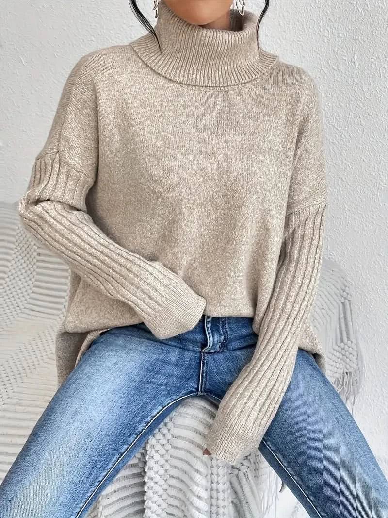 Women's Wool Sweater with Oversized Turtleneck