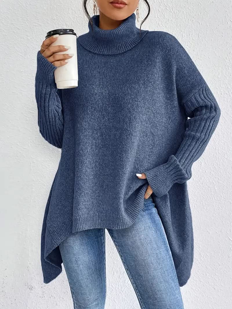 Women's Wool Sweater with Oversized Turtleneck