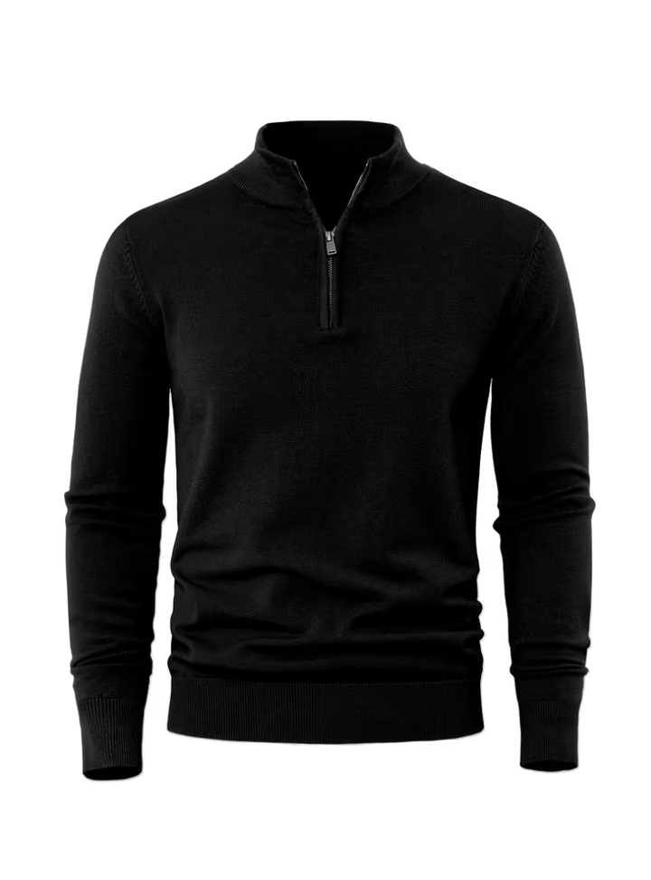 Men's Zip-Up High Collar Sweater - Elena Harper