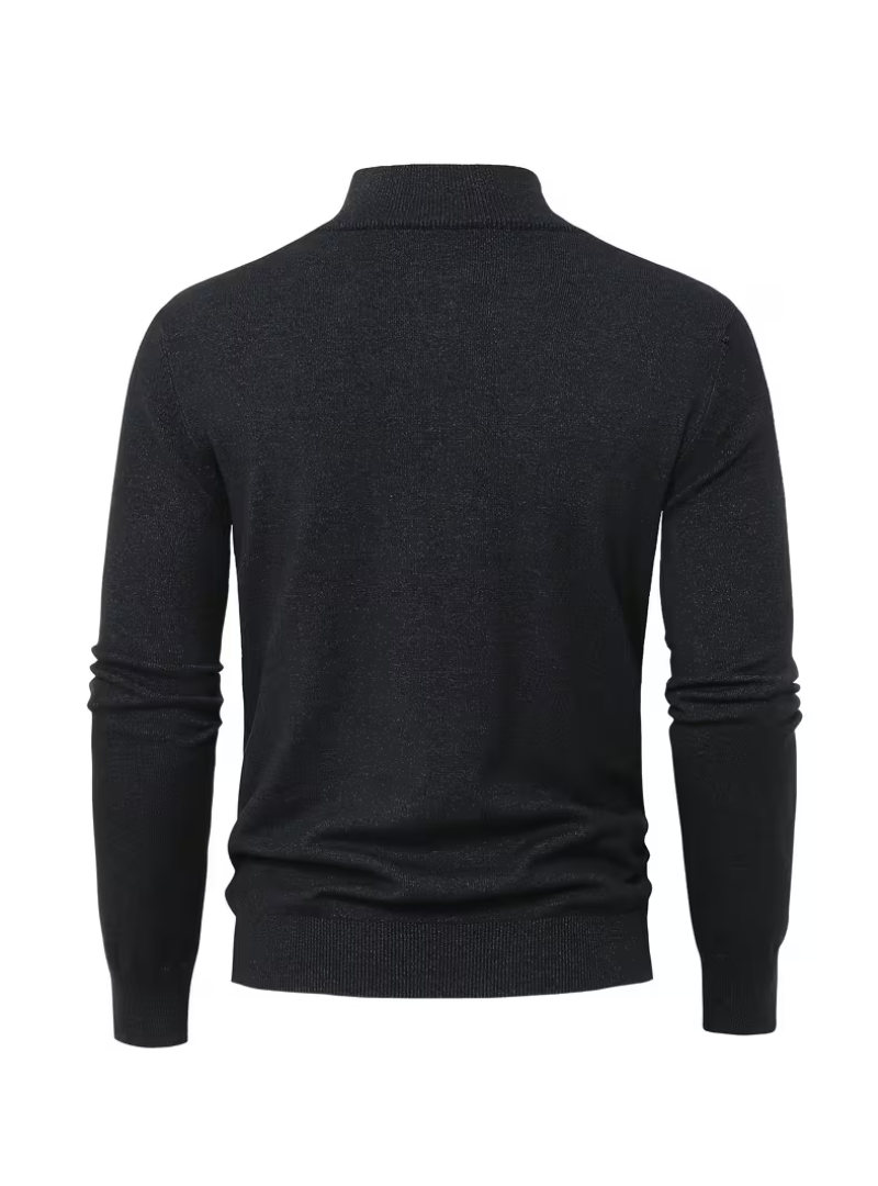 Men's Zip-Up High Collar Sweater - Elena Harper