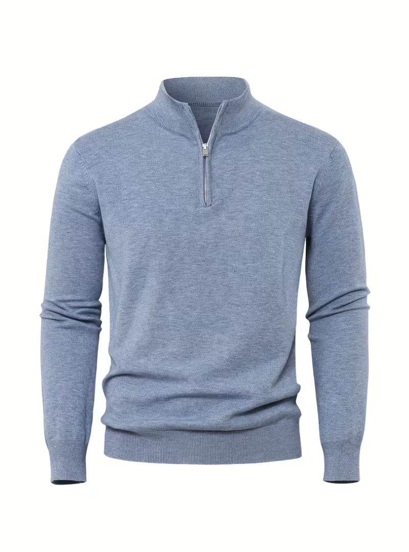 Men's Zip-Up High Collar Sweater - Elena Harper