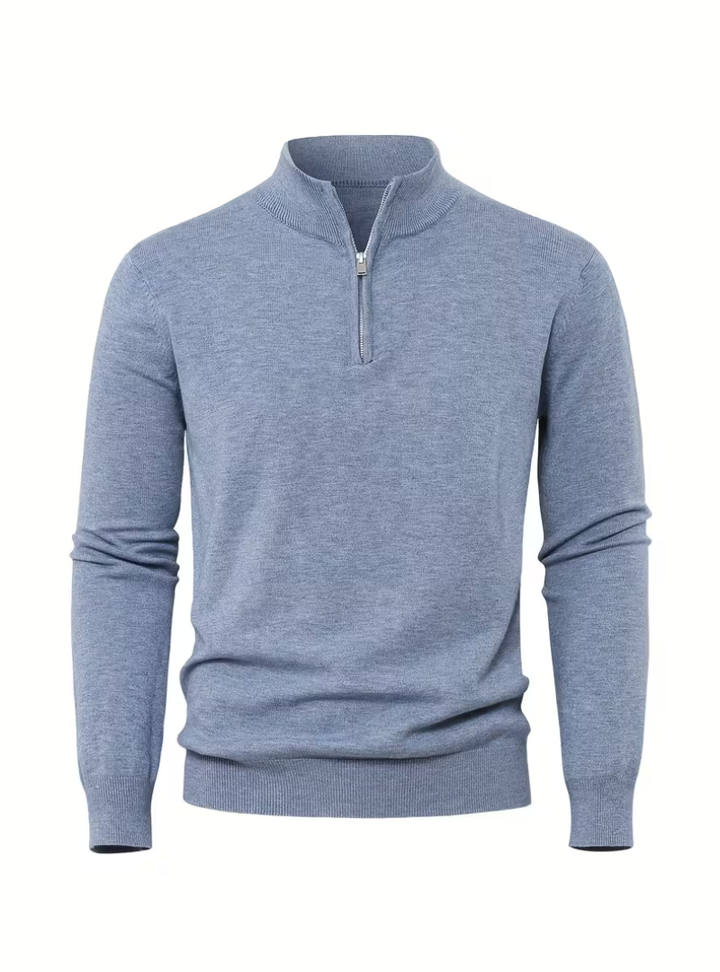 Men's Zip-Up High Collar Sweater - Elena Harper