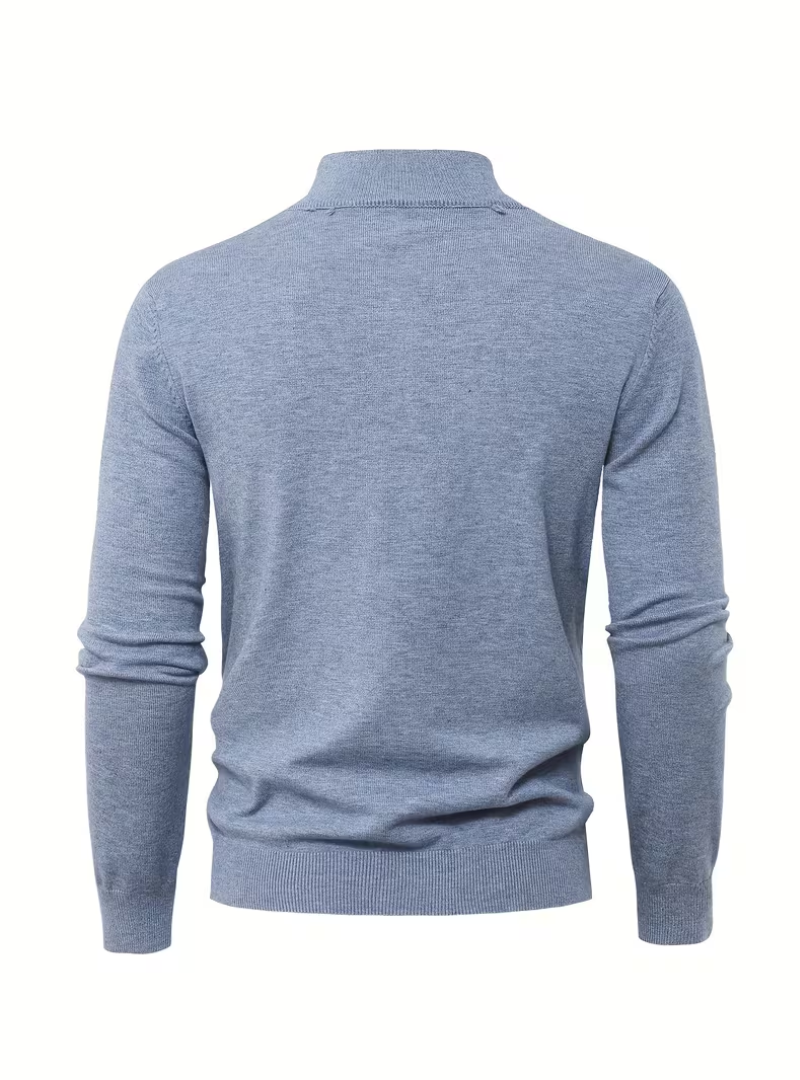 Men's Zip-Up High Collar Sweater - Elena Harper