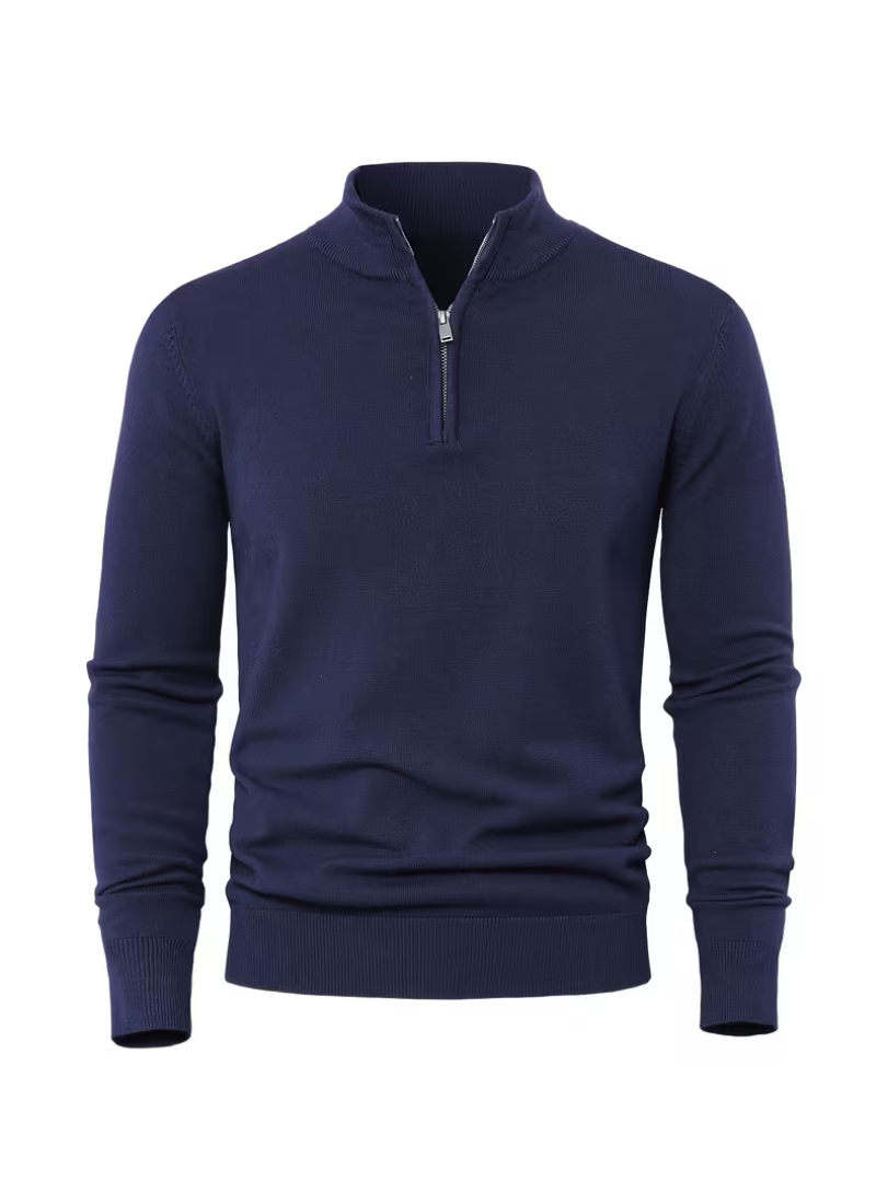Men's Zip-Up High Collar Sweater - Elena Harper