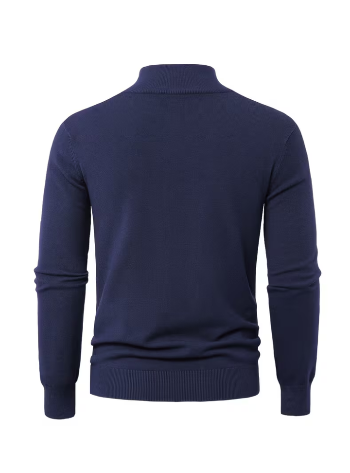 Men's Zip-Up High Collar Sweater - Elena Harper