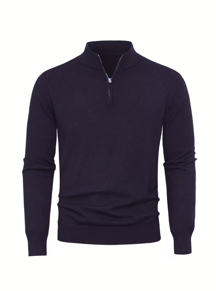 Men's Zip-Up High Collar Sweater - Elena Harper