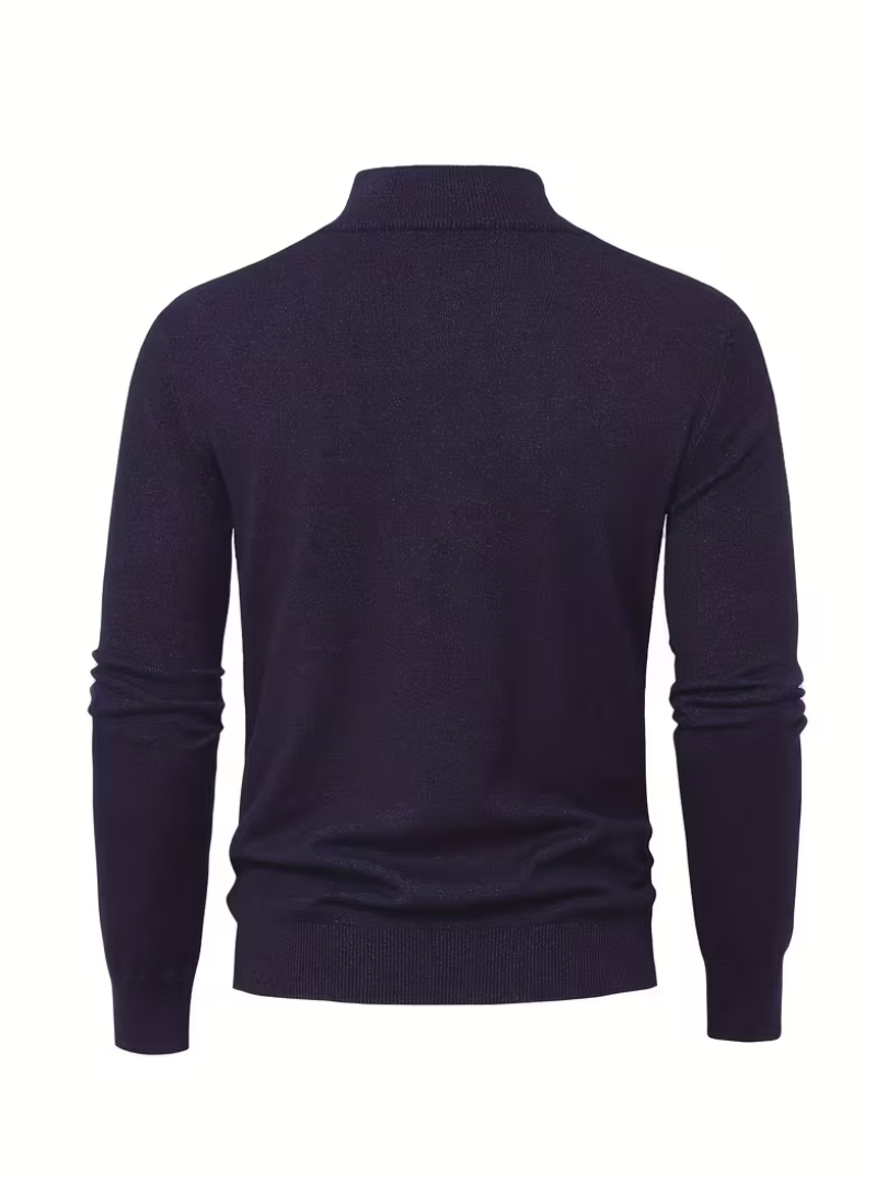 Men's Zip-Up High Collar Sweater - Elena Harper