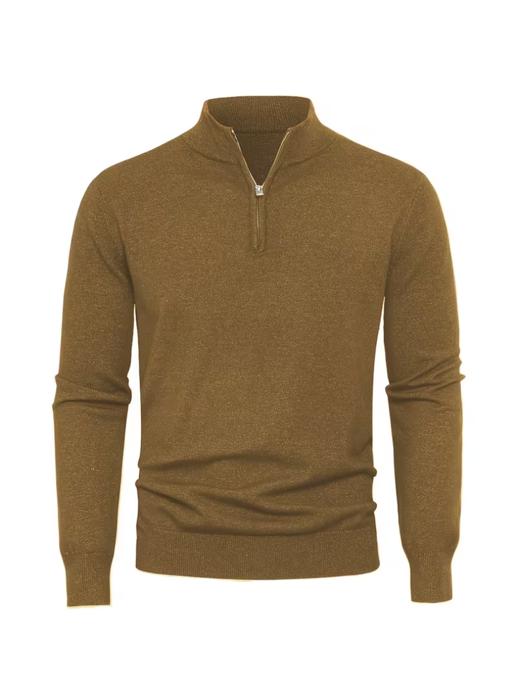 Men's Zip-Up High Collar Sweater - Elena Harper
