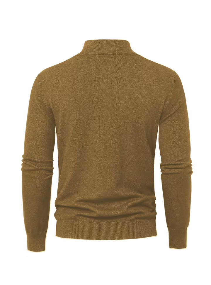 Men's Zip-Up High Collar Sweater - Elena Harper