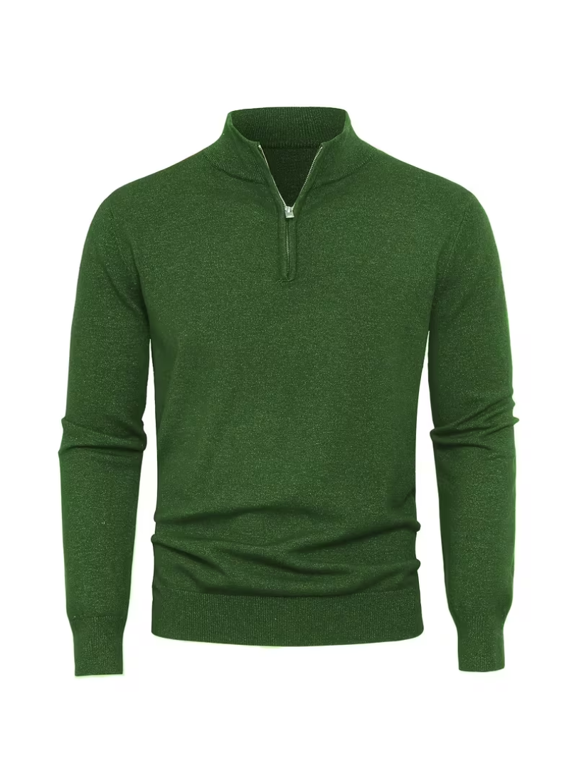 Men's Zip-Up High Collar Sweater - Elena Harper