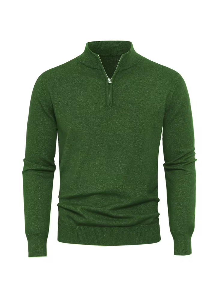 Men's Zip-Up High Collar Sweater - Elena Harper