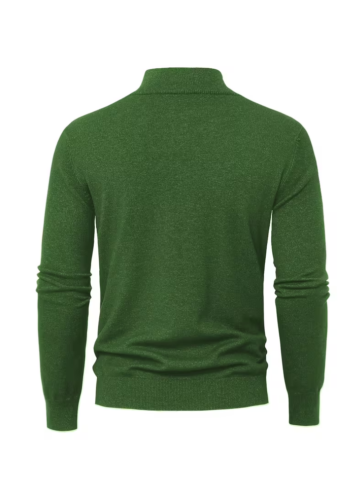 Men's Zip-Up High Collar Sweater - Elena Harper