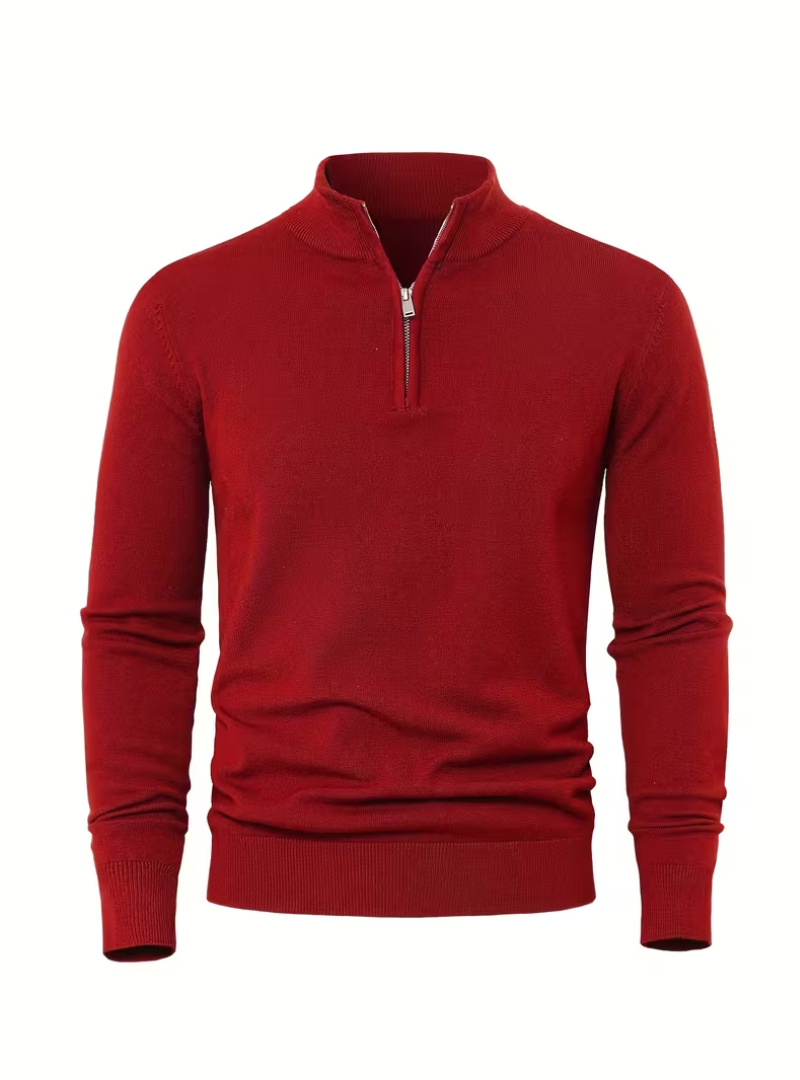 Men's Zip-Up High Collar Sweater - Elena Harper