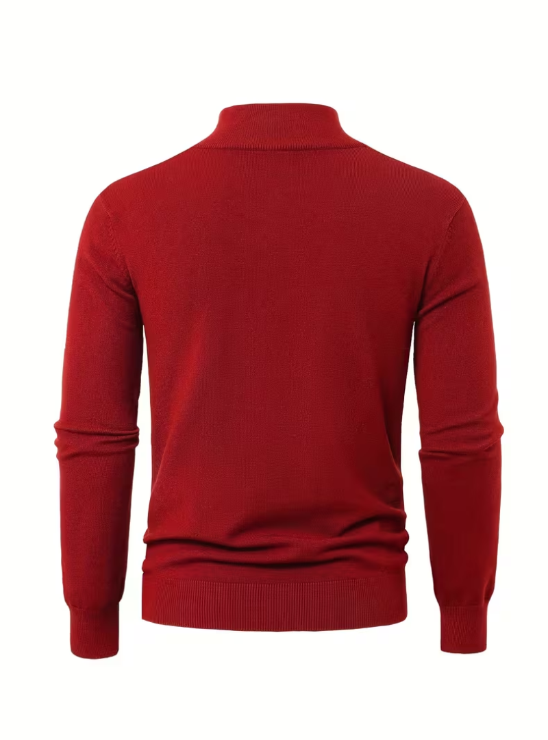 Men's Zip-Up High Collar Sweater - Elena Harper
