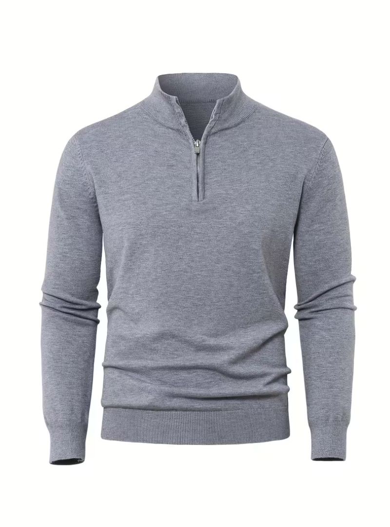Men's Zip-Up High Collar Sweater - Elena Harper
