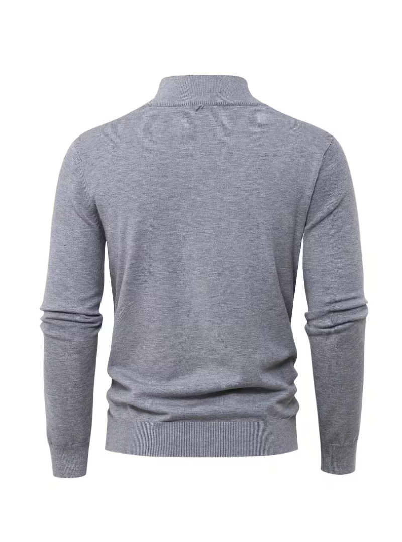 Men's Zip-Up High Collar Sweater - Elena Harper