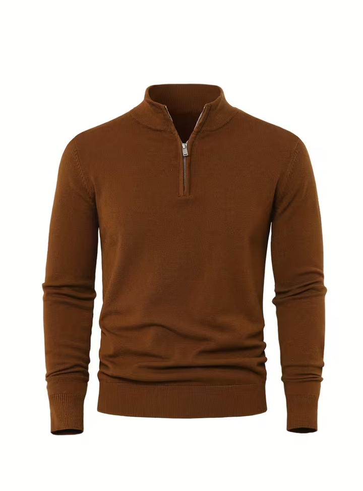 Men's Zip-Up High Collar Sweater - Elena Harper