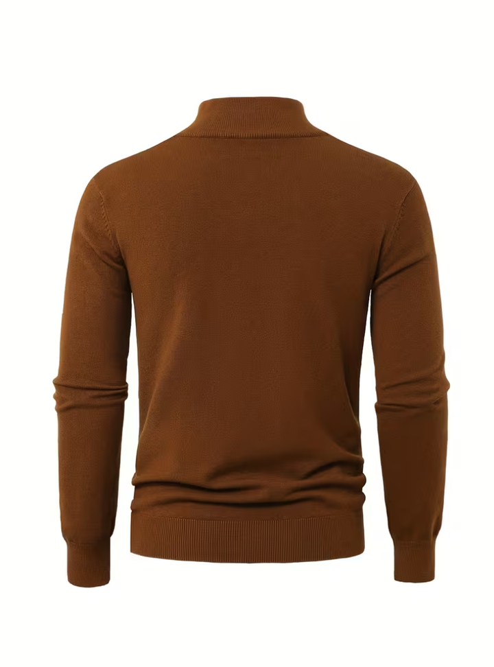 Men's Zip-Up High Collar Sweater - Elena Harper