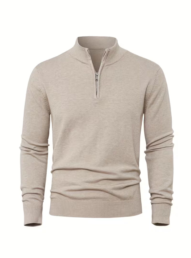 Men's Zip-Up High Collar Sweater - Elena Harper
