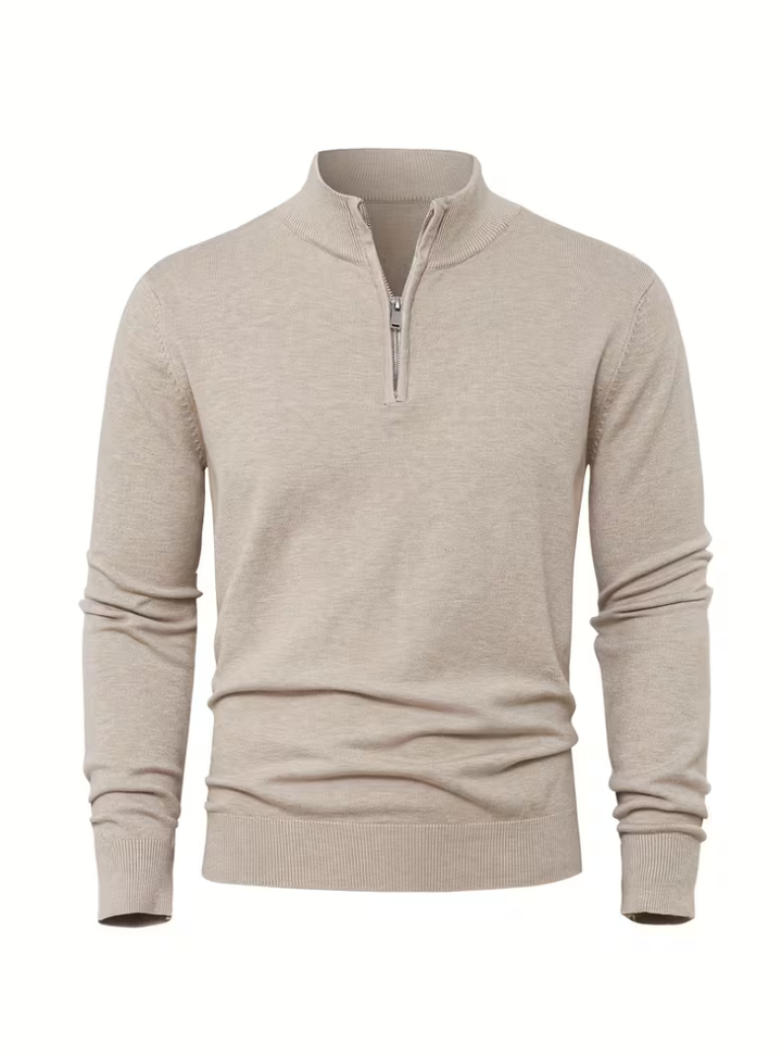 Men's Zip-Up High Collar Sweater - Elena Harper