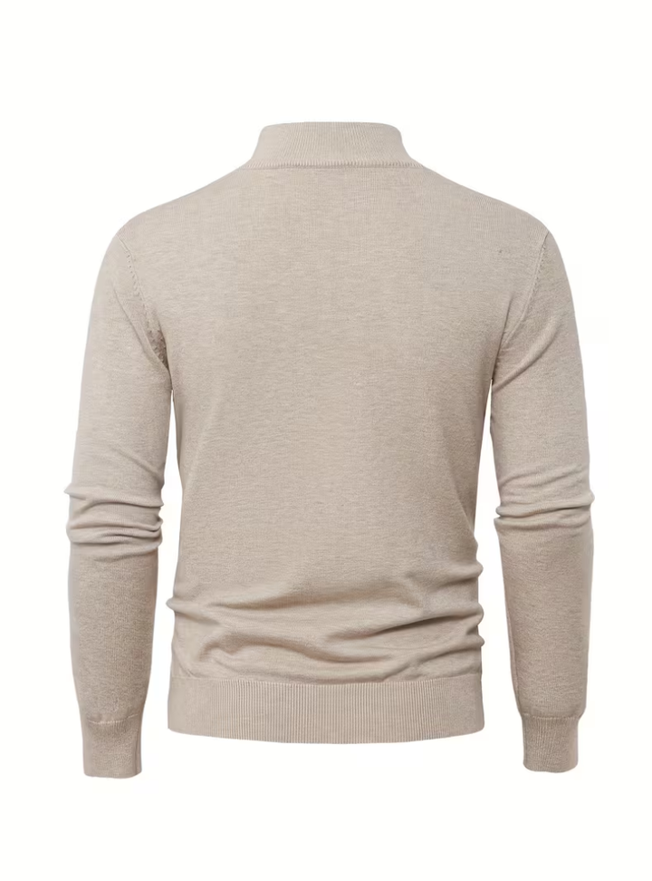 Men's Zip-Up High Collar Sweater - Elena Harper