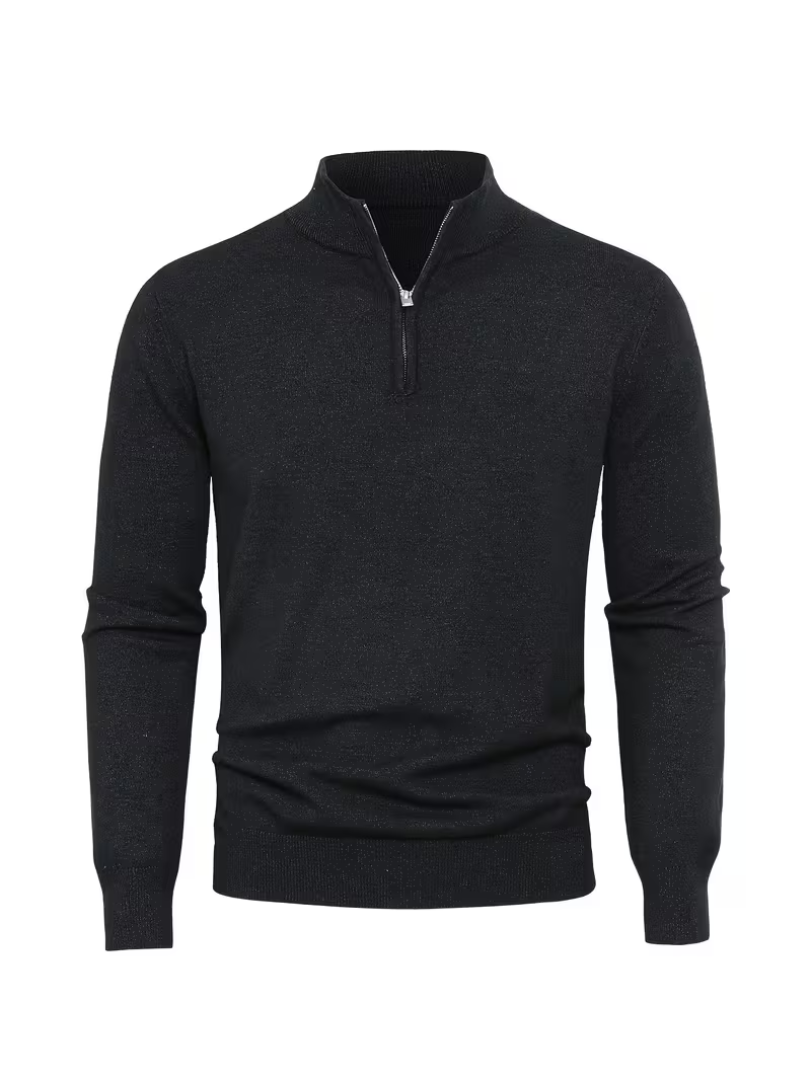 Men's Zip-Up High Collar Sweater - Elena Harper