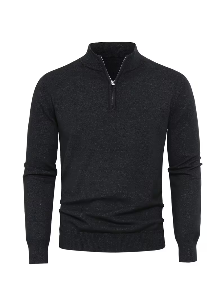 Men's Zip-Up High Collar Sweater - Elena Harper