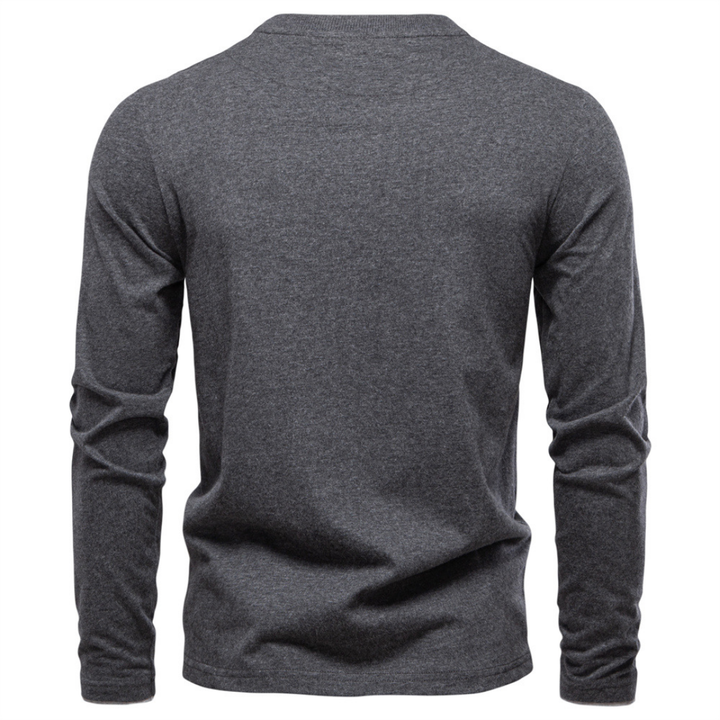 Men's V-Neck Sweater with Contrasting Button Placket