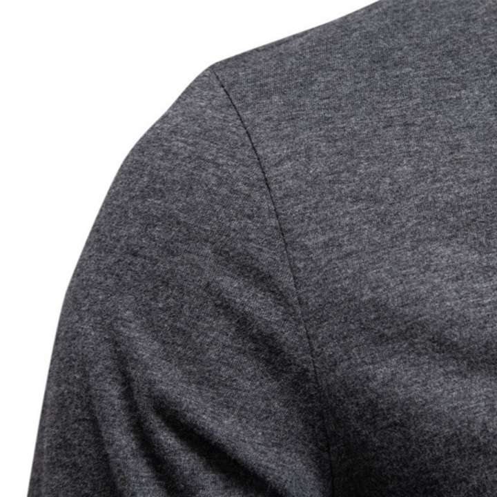 Men's V-Neck Sweater with Contrast Button Placket