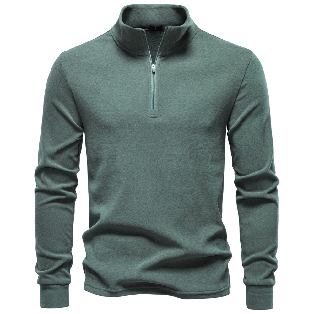 Men's High Neck Sweater with Zipper Closure
