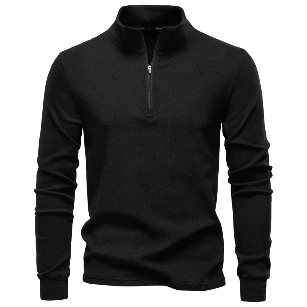Men's High Neck Sweater with Zipper Closure